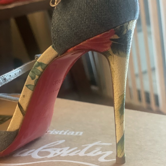 Christian Louboutin Sandals Senora 100 Jeans/calf Hawaii size 37.5. - Picture 3 of 7